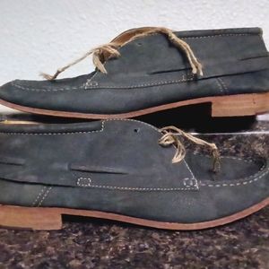 Women's 7.5 Dolce Vita Vero Cuoio Blue Suede Leather Lace Up Loafer Bootie Shoes